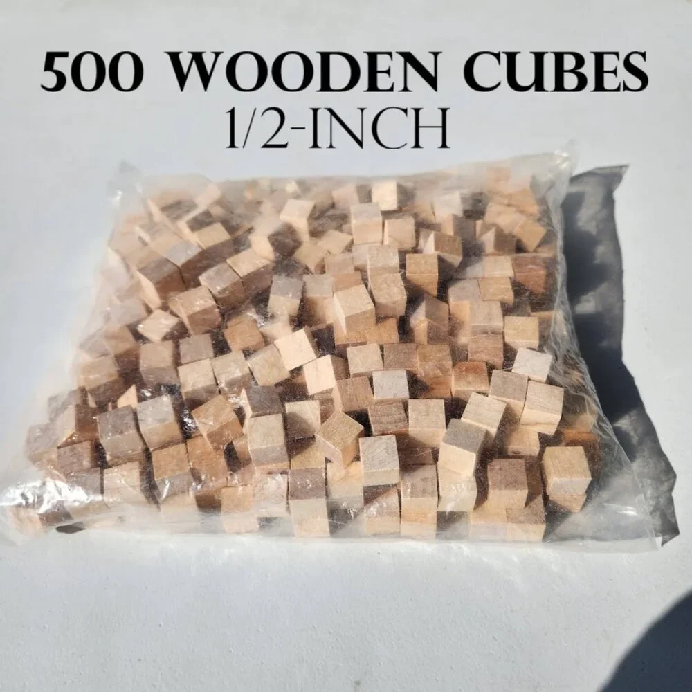 500 DIY Craft Supplies Wooden Cubes 1/2-inch Blank Wooden Blocks Unfinished Wood